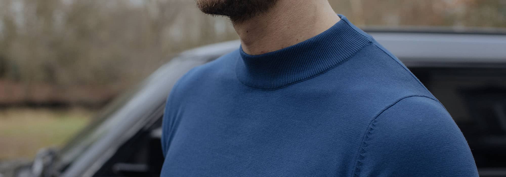 Man in saint steve mockneck trui