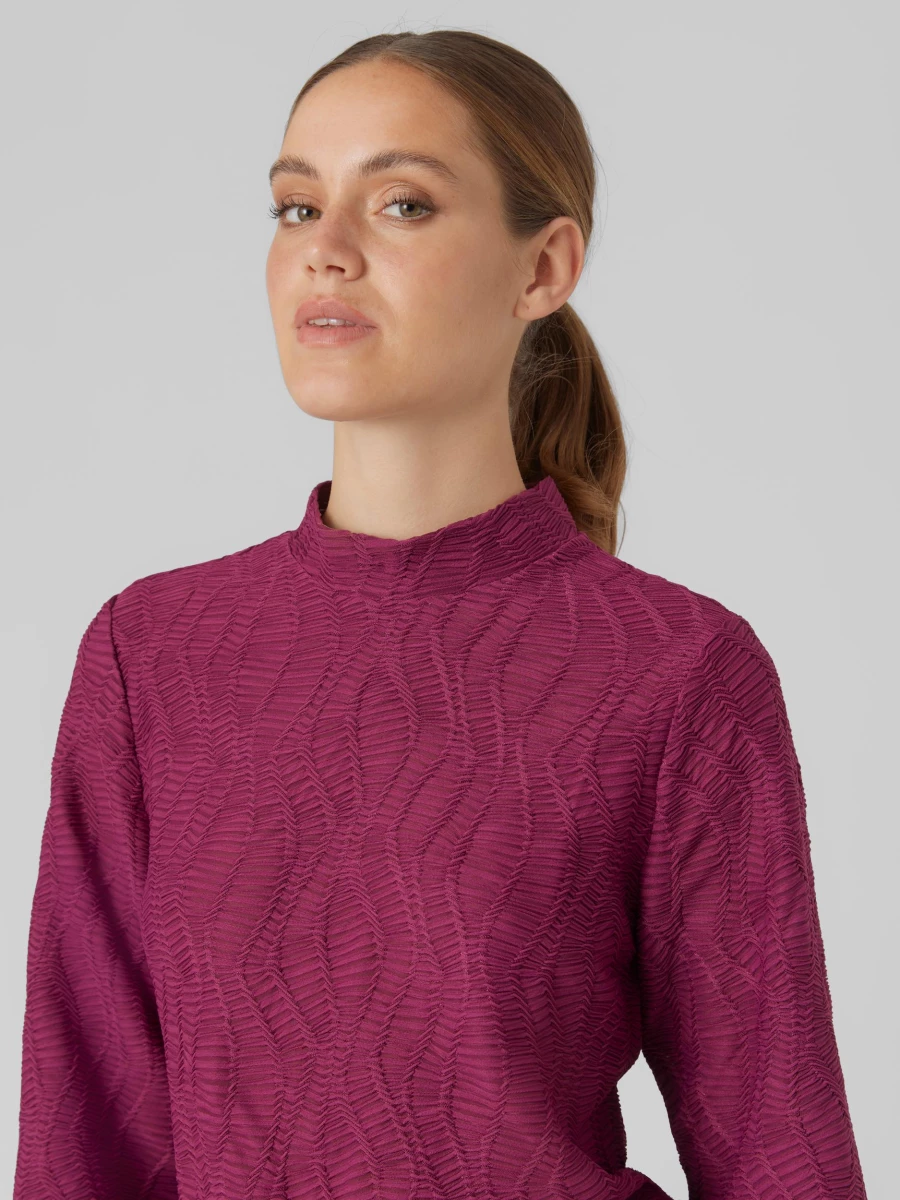 VERO MODA - VMVIVA LS HIGH NECK TOP JRS - 10299219 - Boysenberry