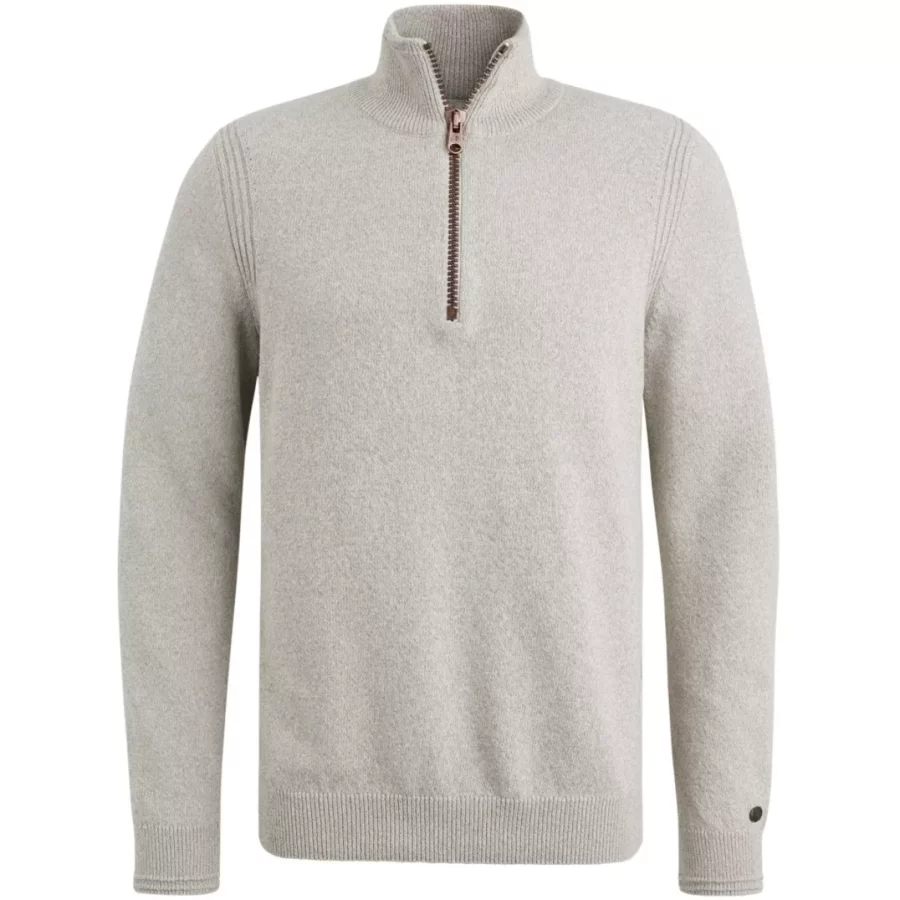 CAST IRON-Half zip collar cotton mix-CKW2411358-7014 Silver birch-LICHT-/PAREL GRIJS