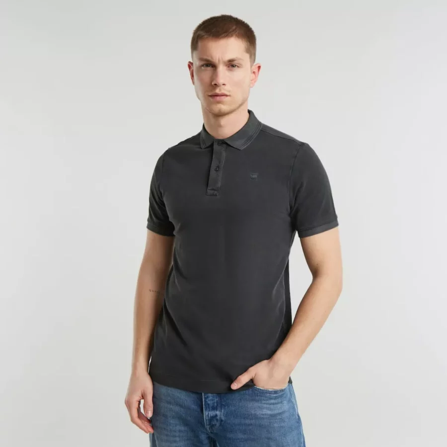 G-STAR-Dunda overdyed slim polo-D11595-D756-B564 dk black gd-BLACK