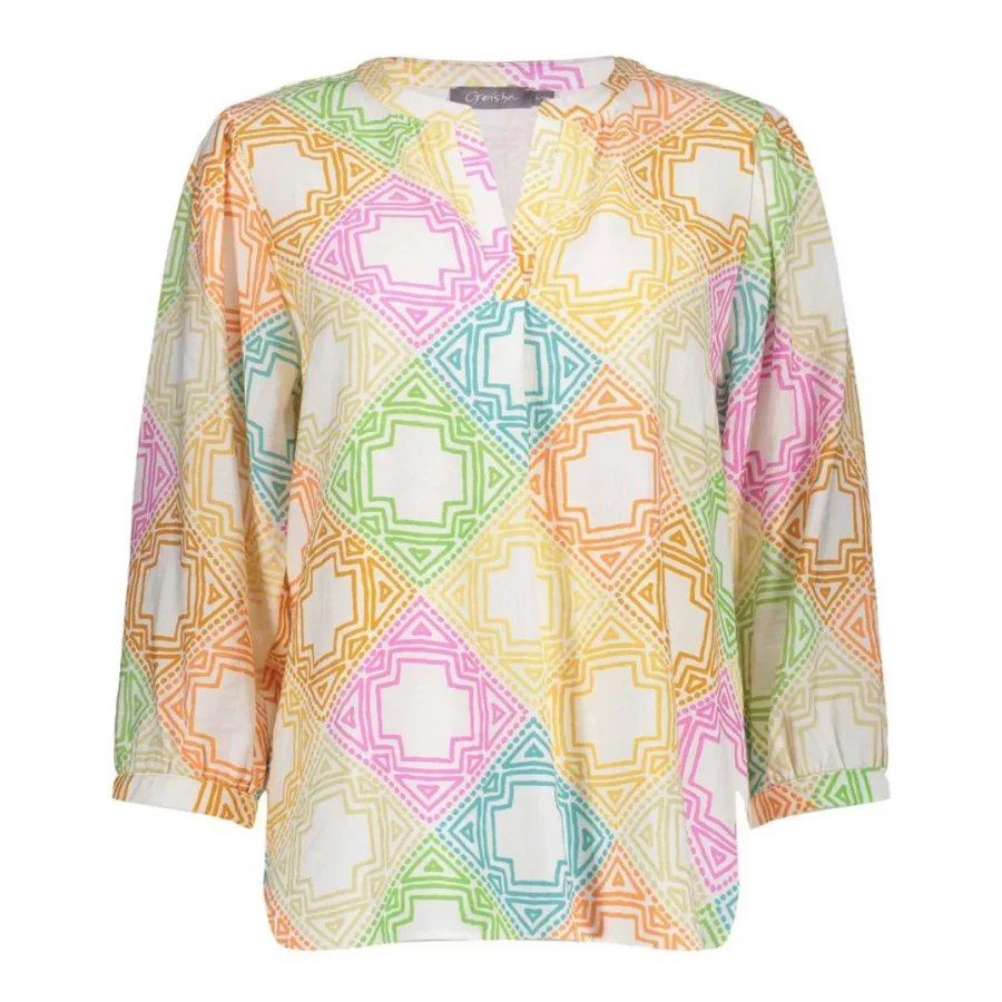 GEISHA-Top-53263-20-530 green/pink-LEGERGROEN