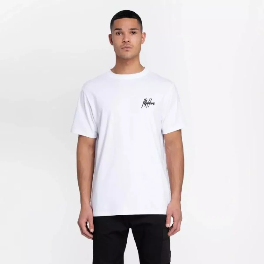 MALELIONS-Malelions men signature t-shirt-MM3-AW24-21-100 White-WIT