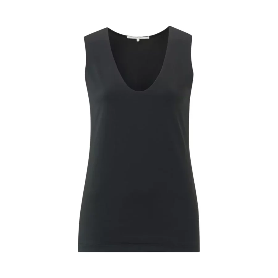YAYA-Round V-neck singlet-01-709047-N-94305-ZWART