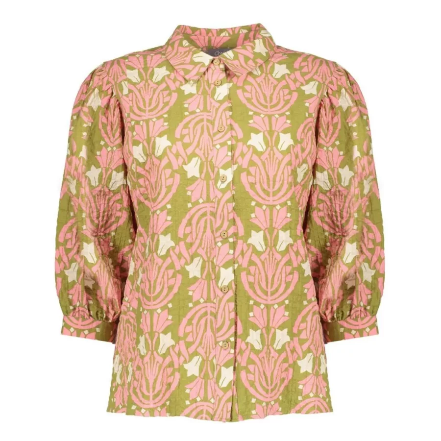 GEISHA-Blouse-53208-20-530 green/pink-LEGERGROEN