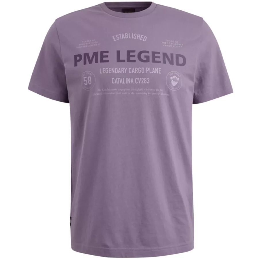 PME LEGEND-Short sleeve r-neck single jersey-PTSS2502560-4184 Purple sage-GROEN