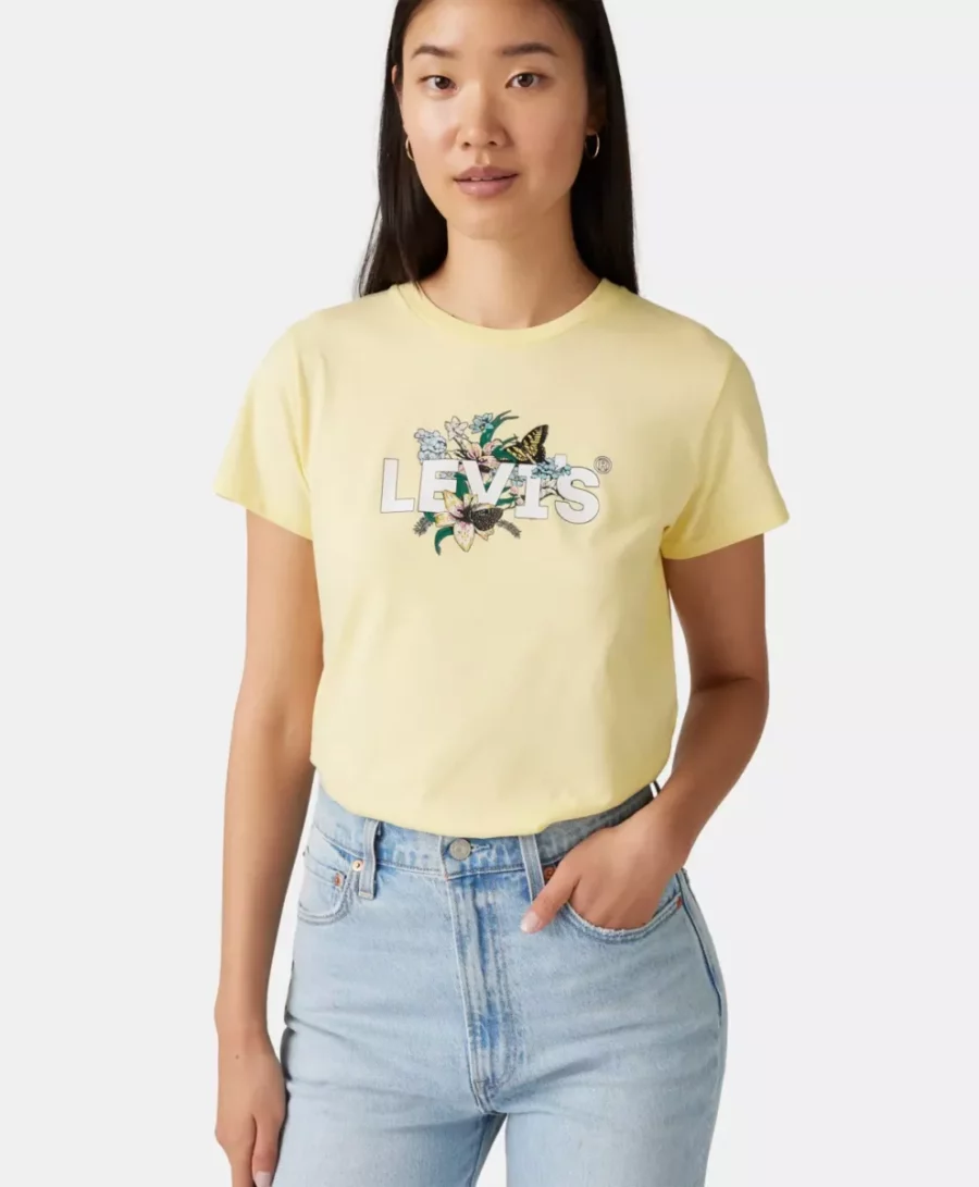 LEVI STRAUSS-The Perfect Tee Lily HL Logo Double Crew-17369-3019-GEEL