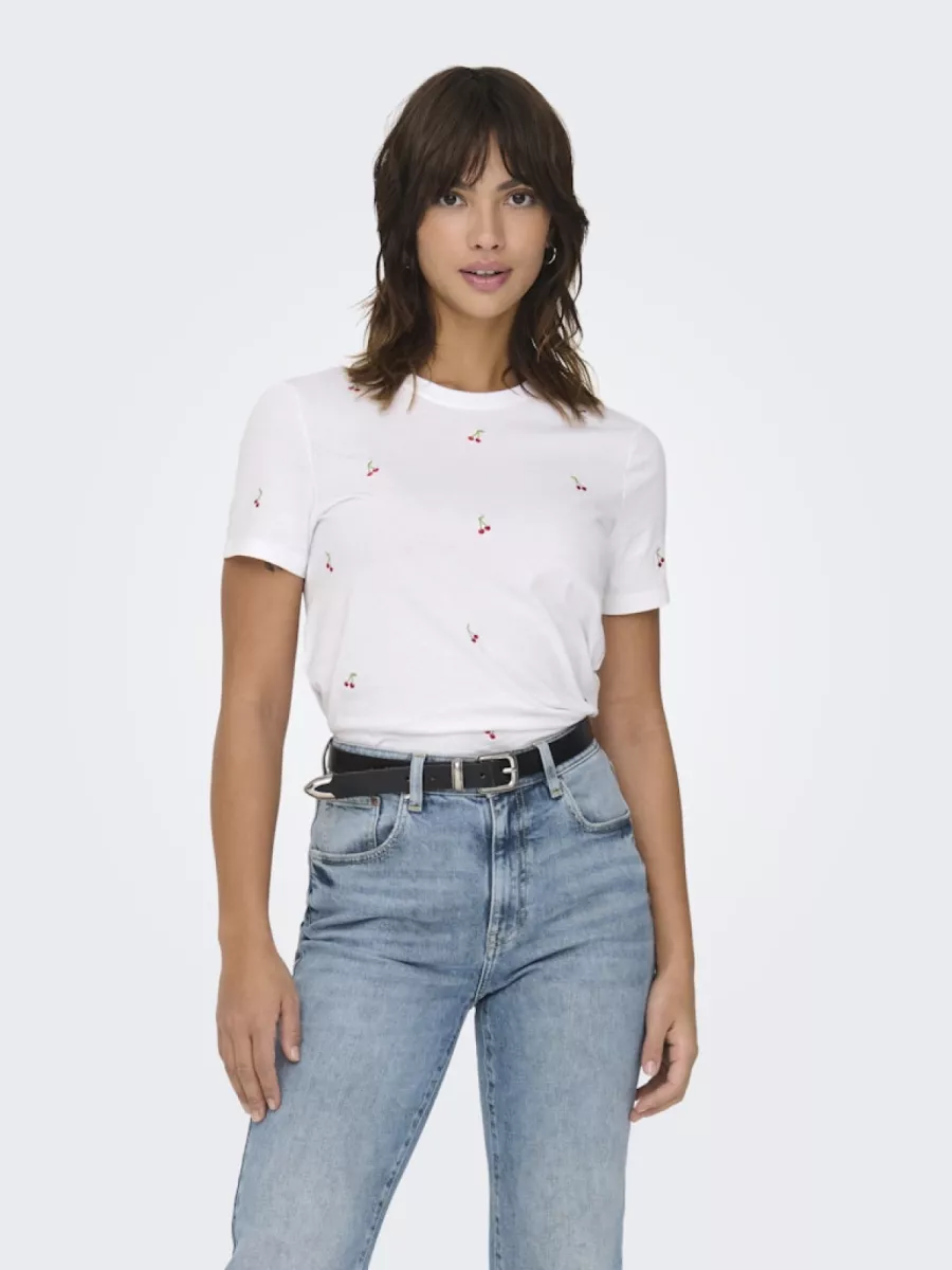 ONLY-ONLKETTY LIFE S/S O-NECK TOP JRS NO-15288473-Cherries-PAARS