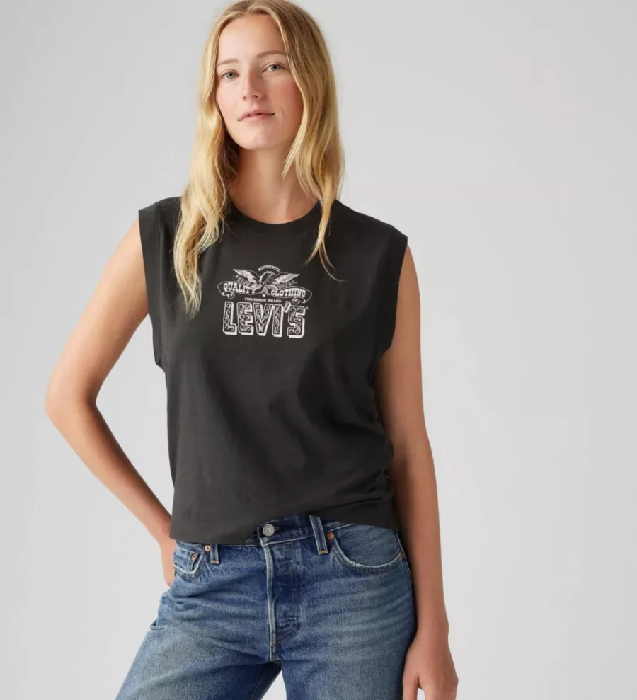 LEVI STRAUSS-Gr Box Tank Tank Deco Logo Pirate-001MW-0001-BLACK