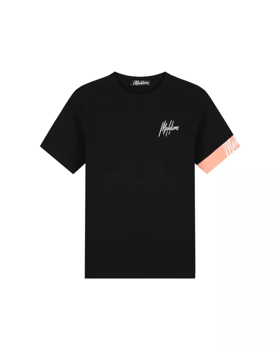 MALELIONS-Malelions men captain t-shirt 2.0-MM1-HS25-01-113 Black coral-ZWART