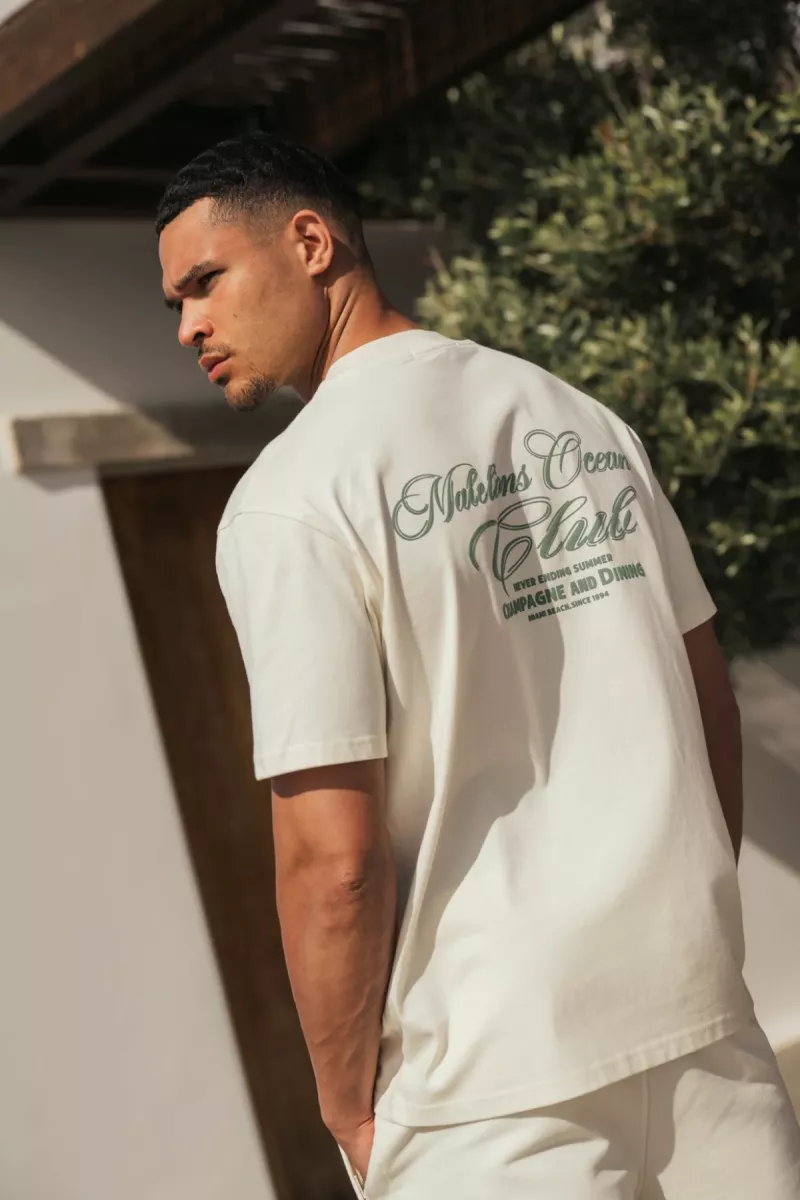 MALELIONS-Malelions men ocean club t-shirt-MM1-HS25-30-333 Off-white-OFF WHITE