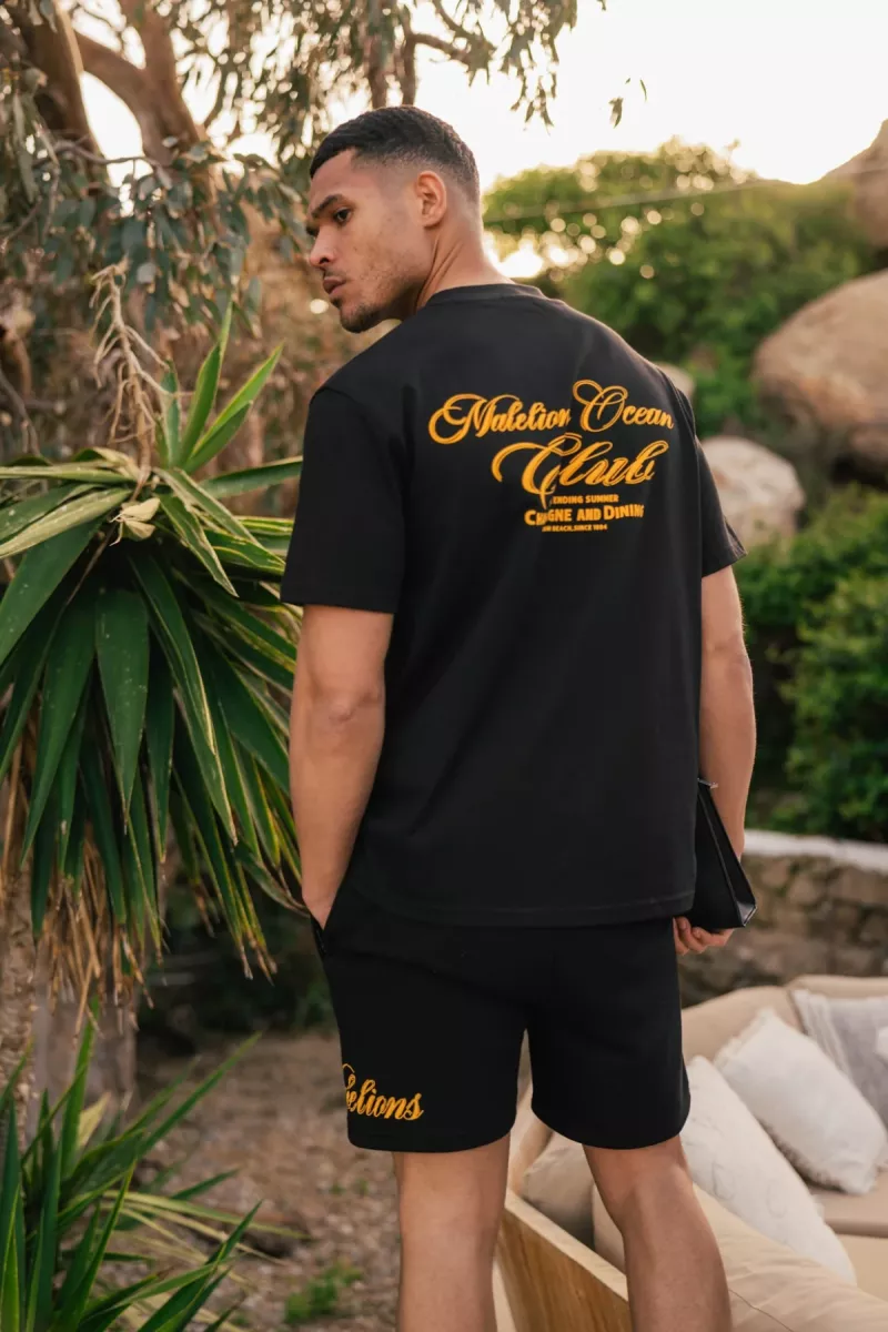 MALELIONS-Malelions men ocean club t-shirt-MM1-HS25-30-900 Black-ZWART