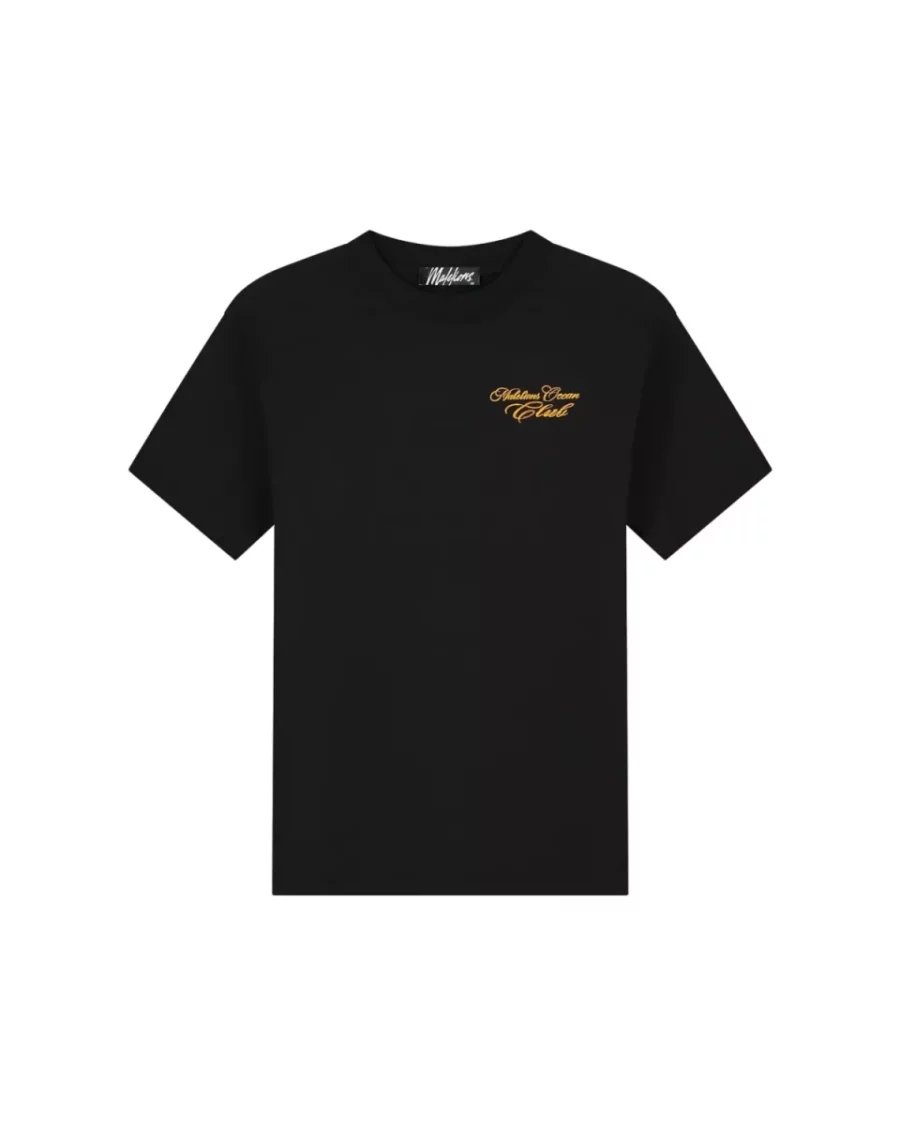 MALELIONS-Malelions men ocean club t-shirt-MM1-HS25-30-900 Black-ZWART