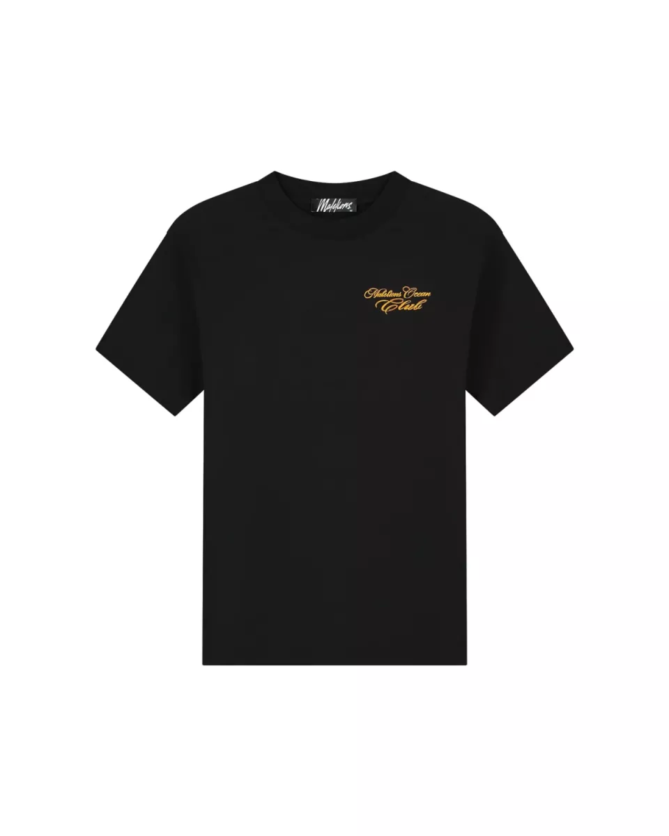 MALELIONS-Malelions men ocean club t-shirt-MM1-HS25-30-900 Black-ZWART