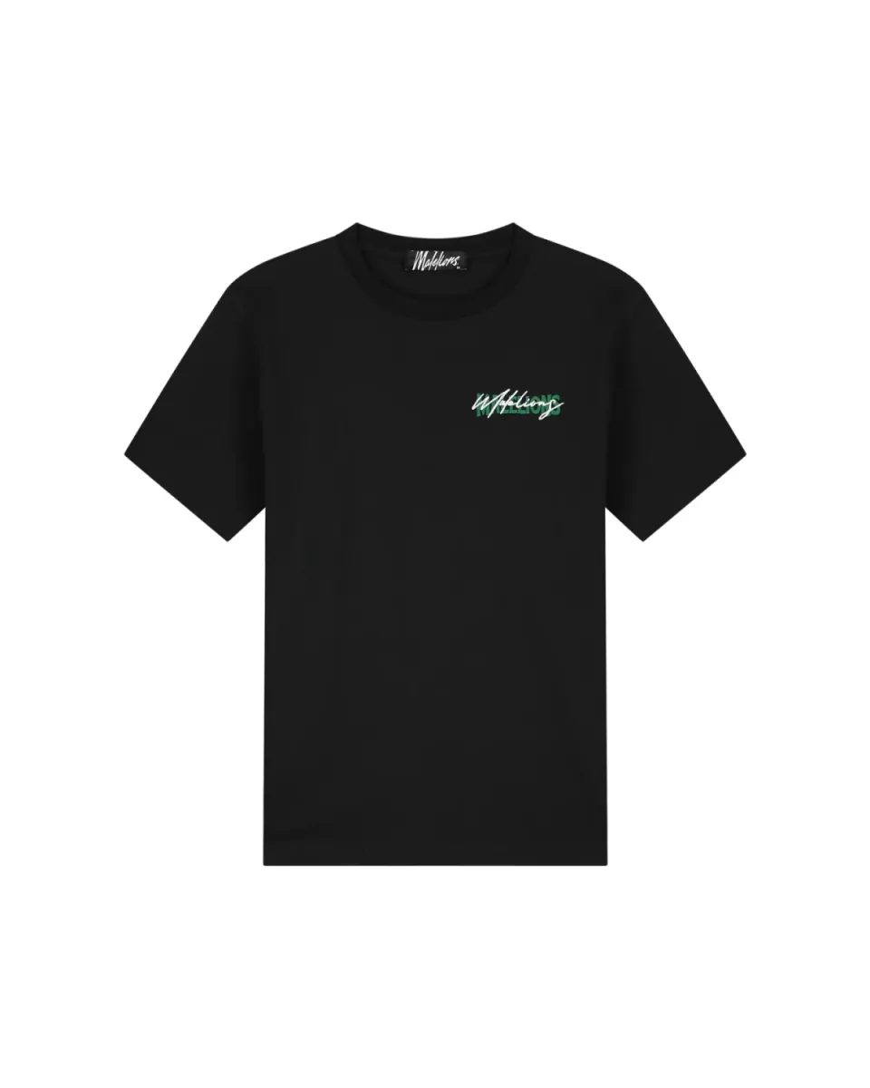 MALELIONS-Malelions men regular iconic t-shirt-MM1-HS25-25-920 Black green-ZWART