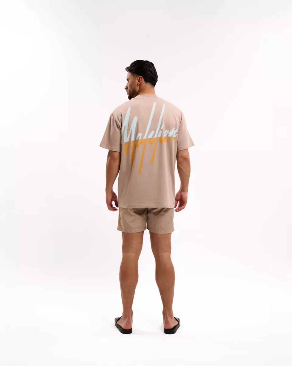MALELIONS-Malelions men splint t-shirt-MM1-HS25-19-731 Taupe dusty turquoise-TAUPE