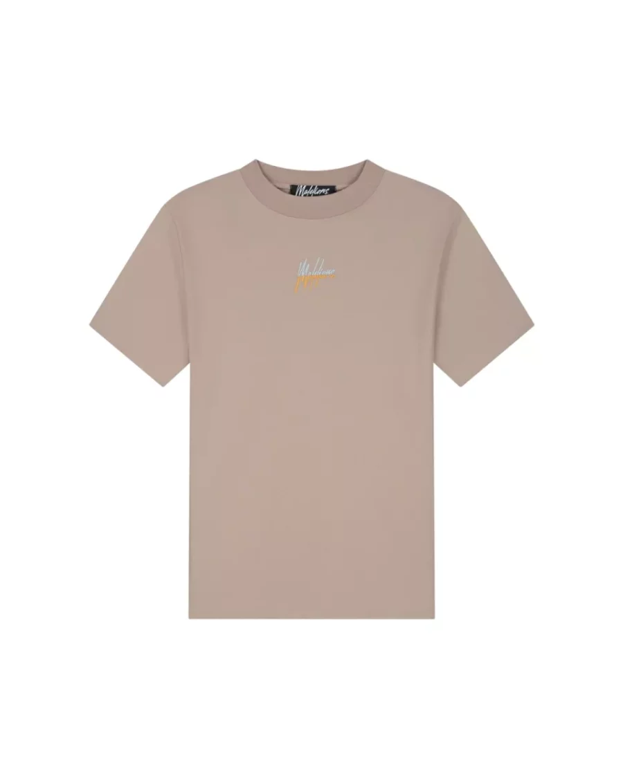 MALELIONS-Malelions men splint t-shirt-MM1-HS25-19-731 Taupe dusty turquoise-TAUPE