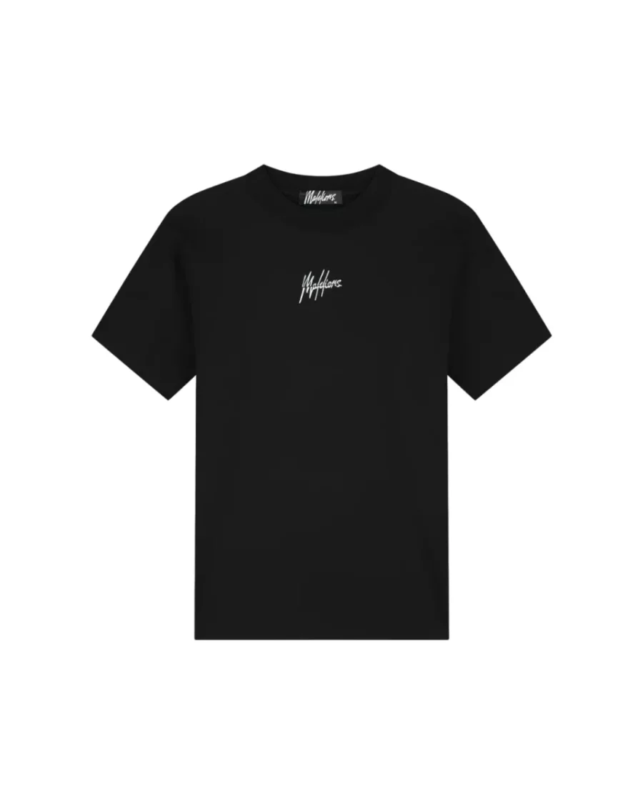 MALELIONS-Malelions men splint t-shirt-MM1-HS25-19-735 Black dusty turquoise-ZWART