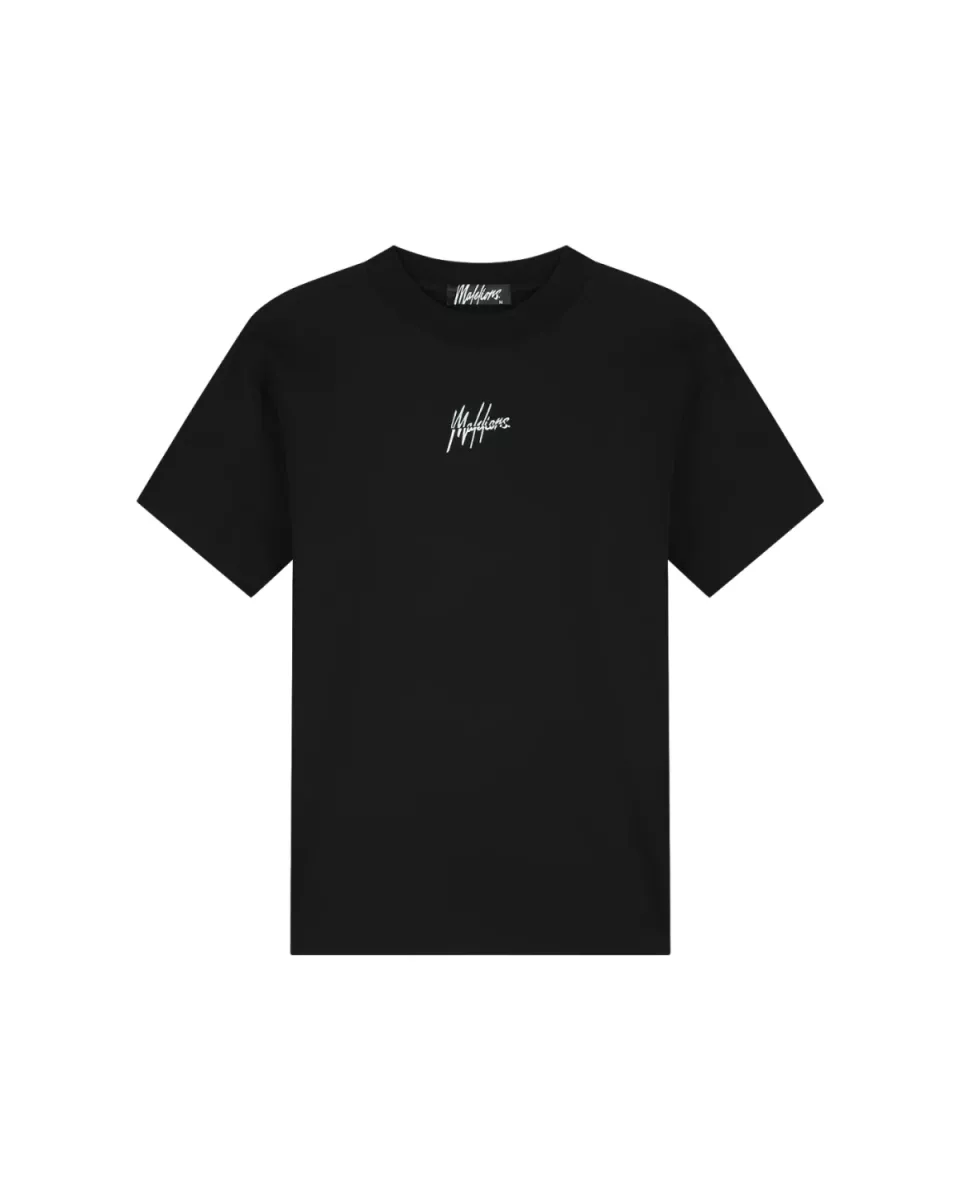 MALELIONS-Malelions men splint t-shirt-MM1-HS25-19-735 Black dusty turquoise-ZWART
