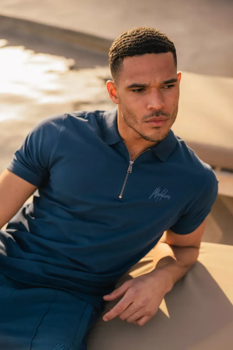 MALELIONS-Malelions men zip polo-MM1-HS25-41-303 Navy-NAVY