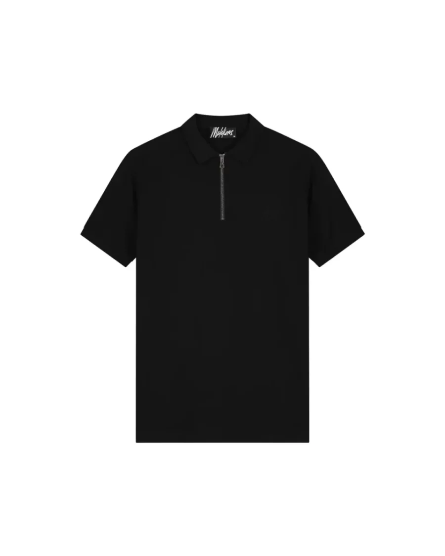 MALELIONS-Malelions men zip polo-MM1-HS25-41-900 Black-ZWART