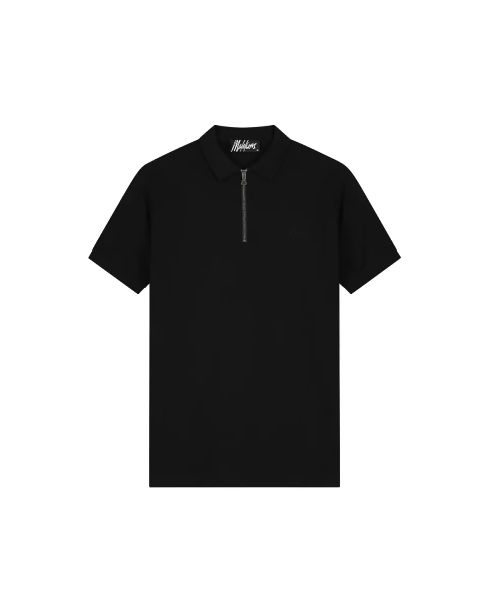 MALELIONS-Malelions men zip polo-MM1-HS25-41-900 Black-ZWART