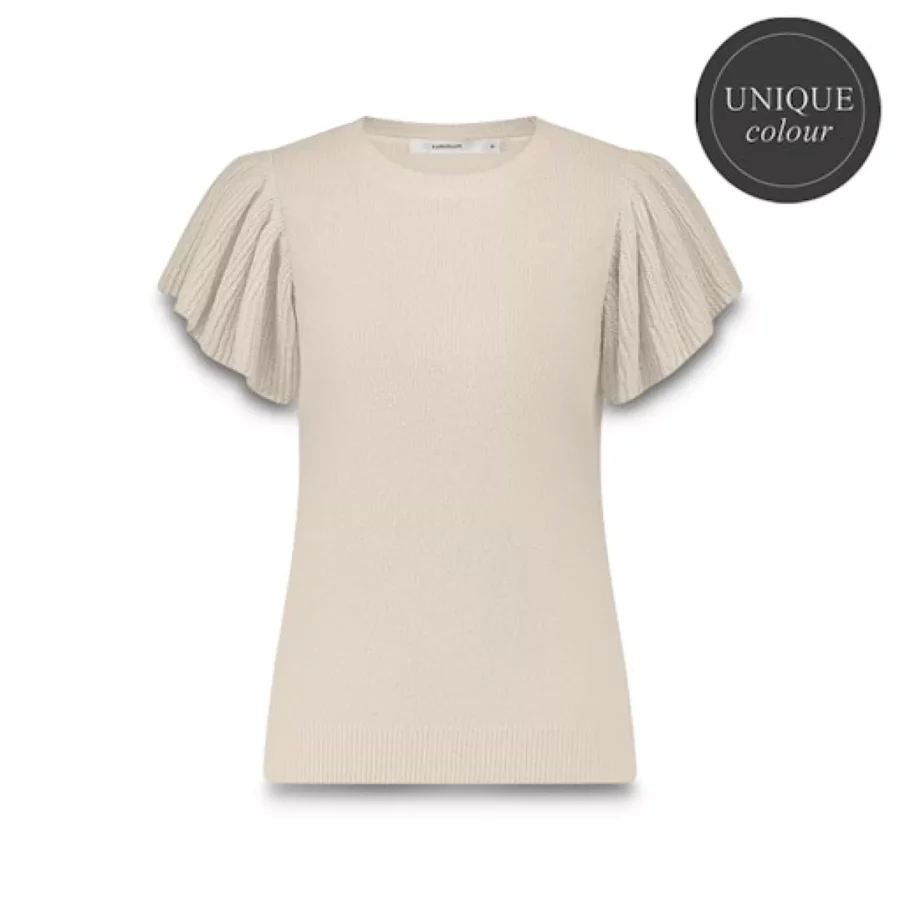 Summum-Quinty: sleevelesss volant top rustic shimmer knit-7s7908-70023-122 Ivory-OFF WHITE