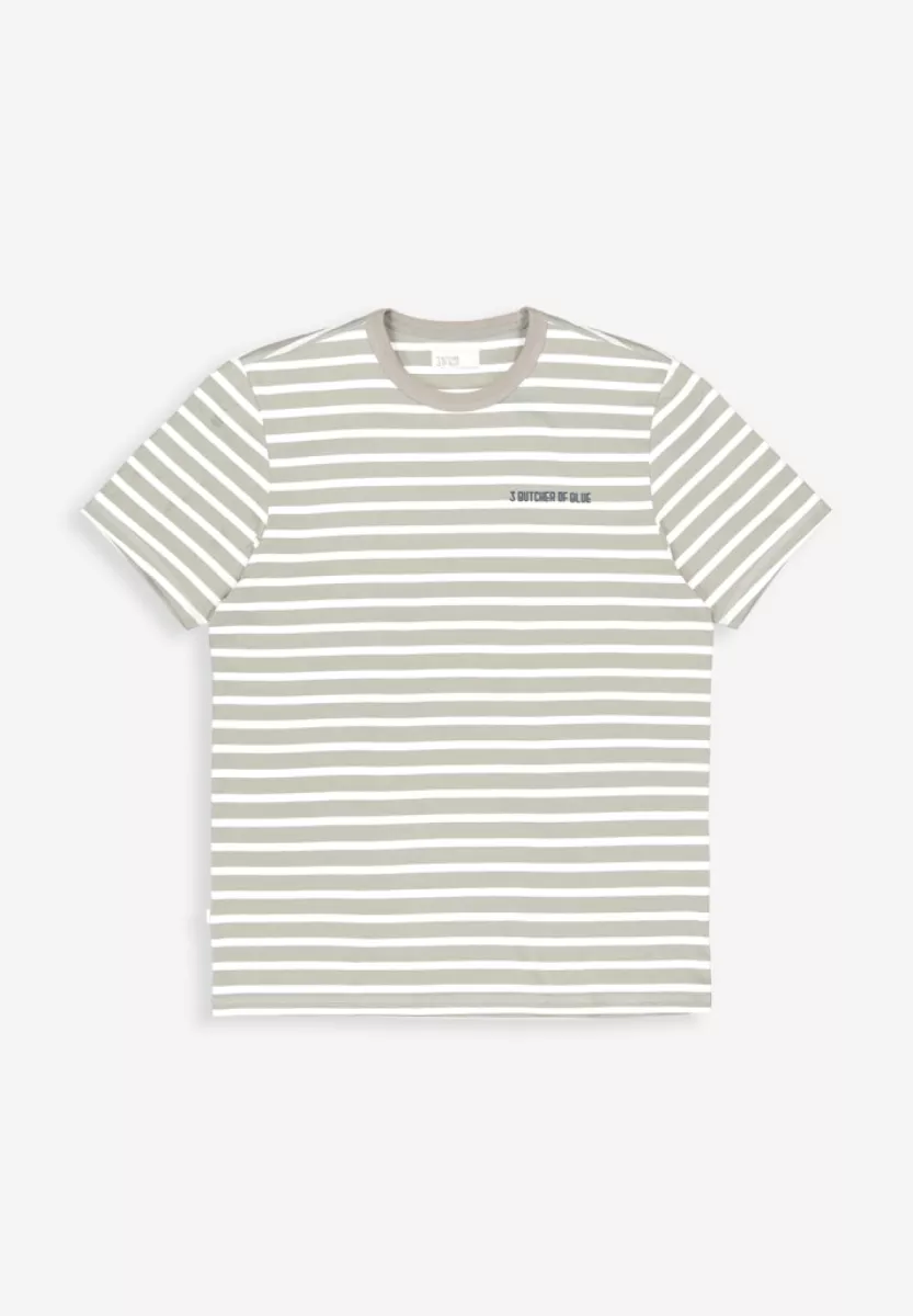BUTCHER OF BLUE-Classic stripe butcher tee-M2512054-907 lt. seal grey-GRIJS