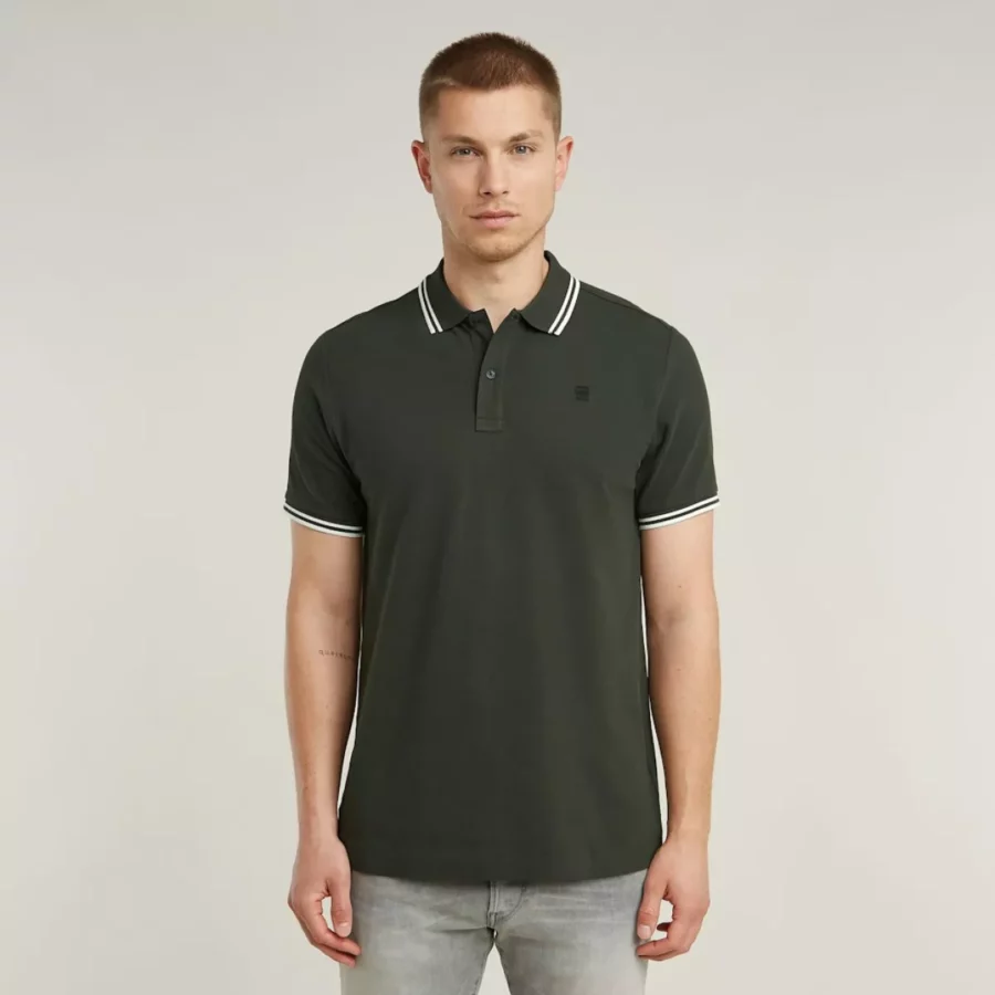 G-STAR-Dunda slim stripe polo-D17127-5864-995 asfalt-DONKER GRIJS/GRAFIET