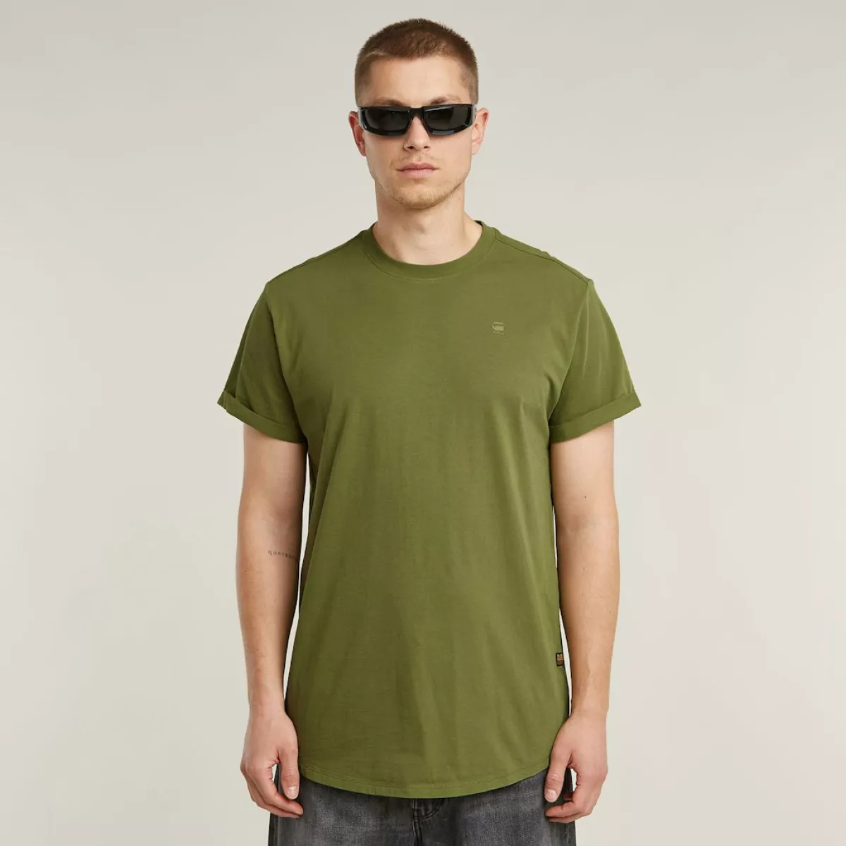 G-STAR-Lash r t-D16396-B353-G985 mayfly-LEGERGROEN