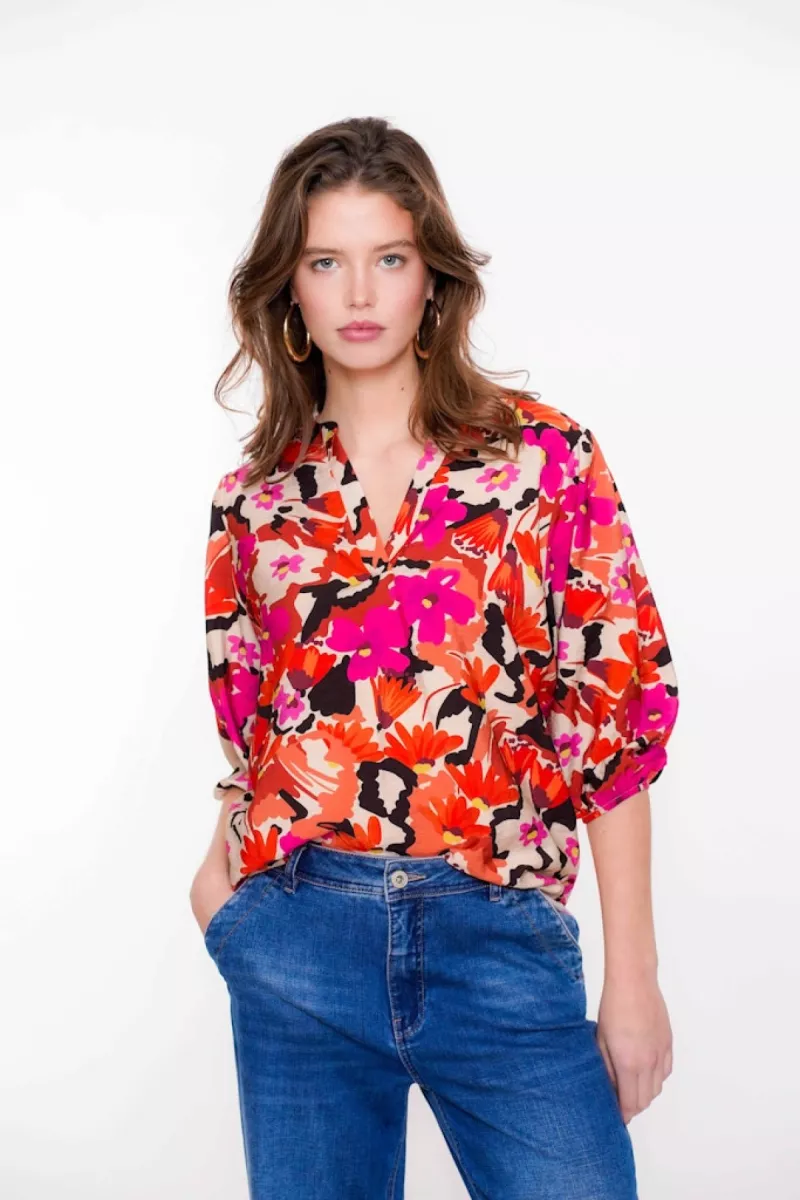 GEISHA-Blouse-53221-20-430 Cassis orange-PAARS