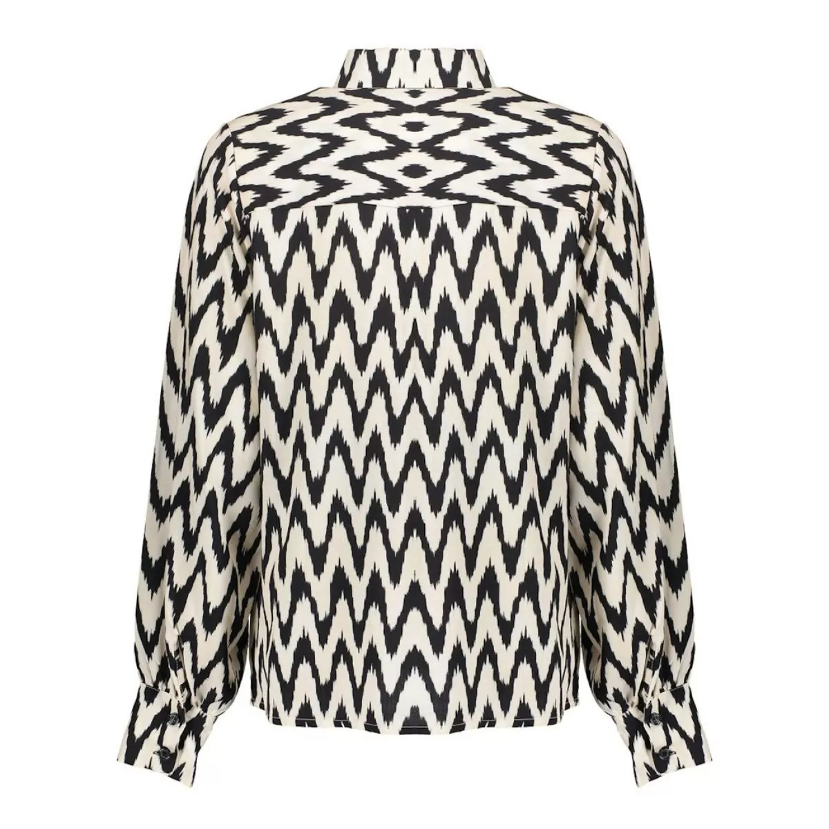 GEISHA-Blouse AOP bi color-53163-70-999 Black off white-ZWART