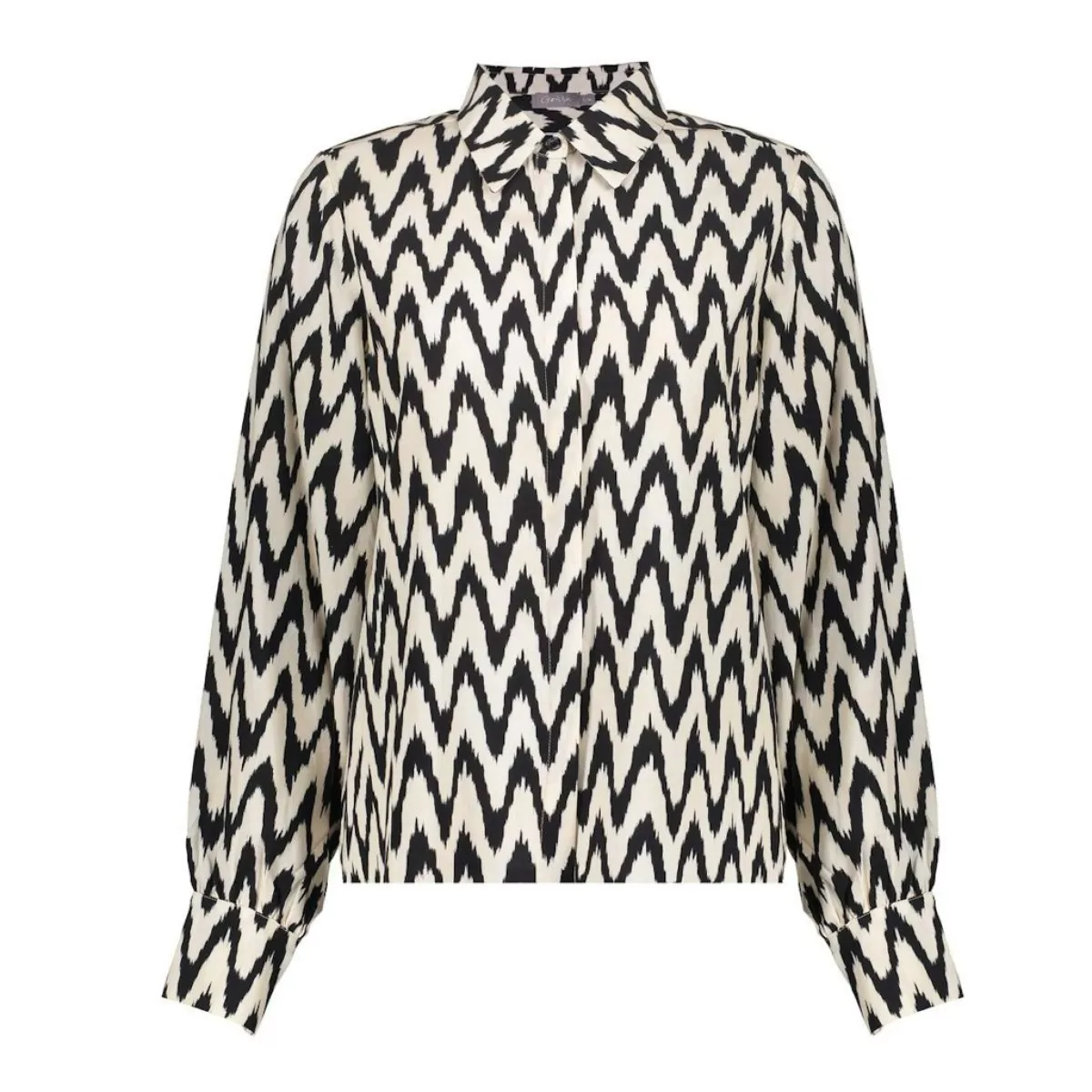 GEISHA-Blouse AOP bi color-53163-70-999 Black off white-ZWART