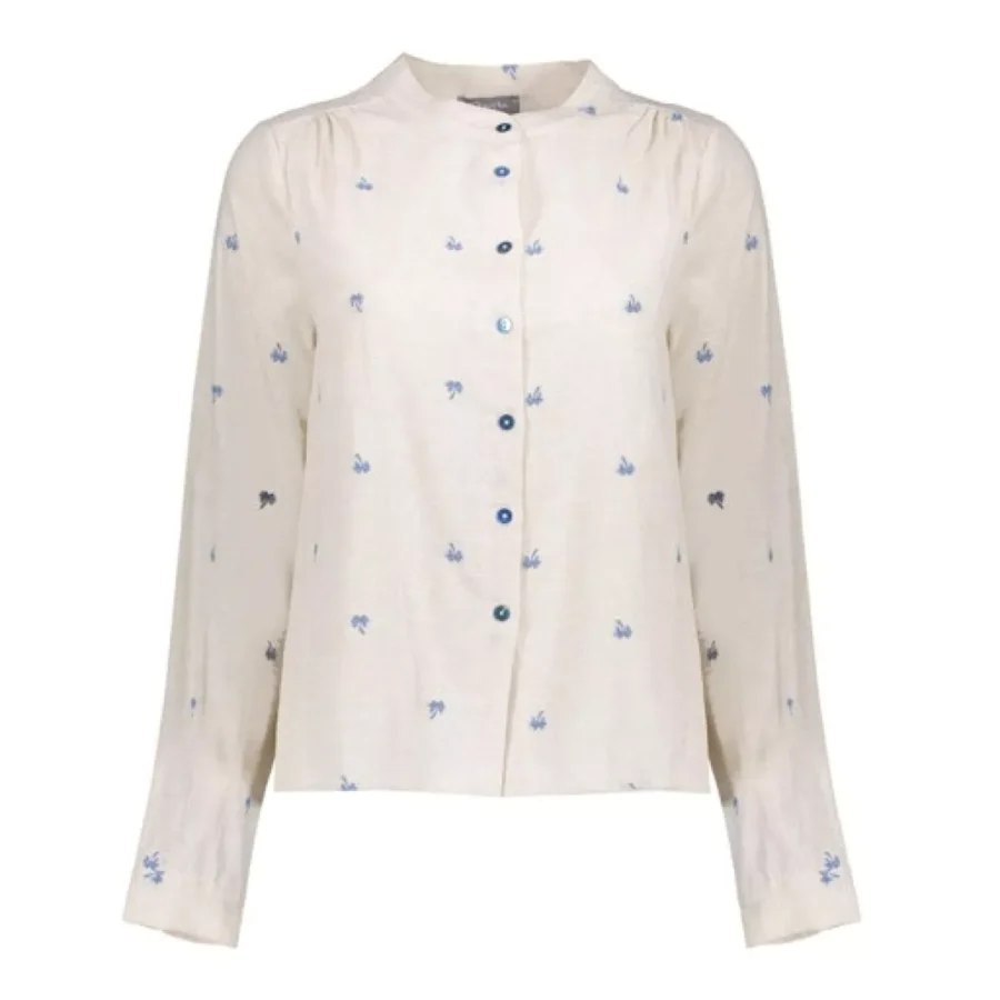 GEISHA-Blouse embroidery-53166-70-721 Light sand blue-ZAND