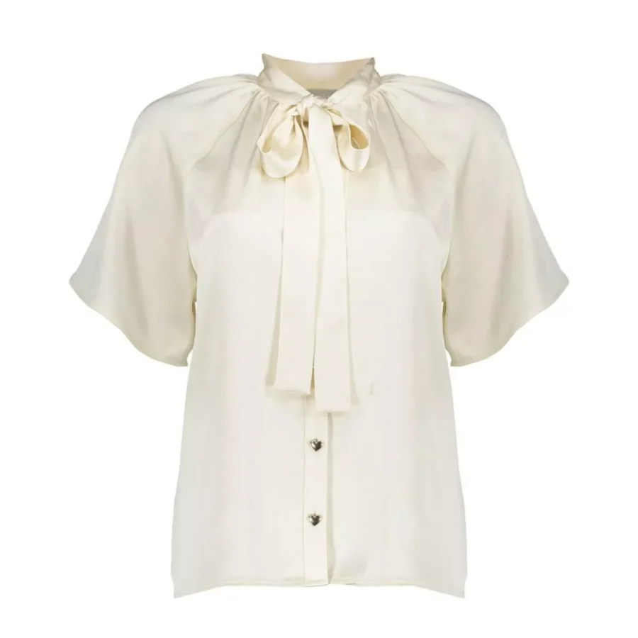 GEISHA-Blouse satin with bow-53072-14-010 Off white-OFF WHITE
