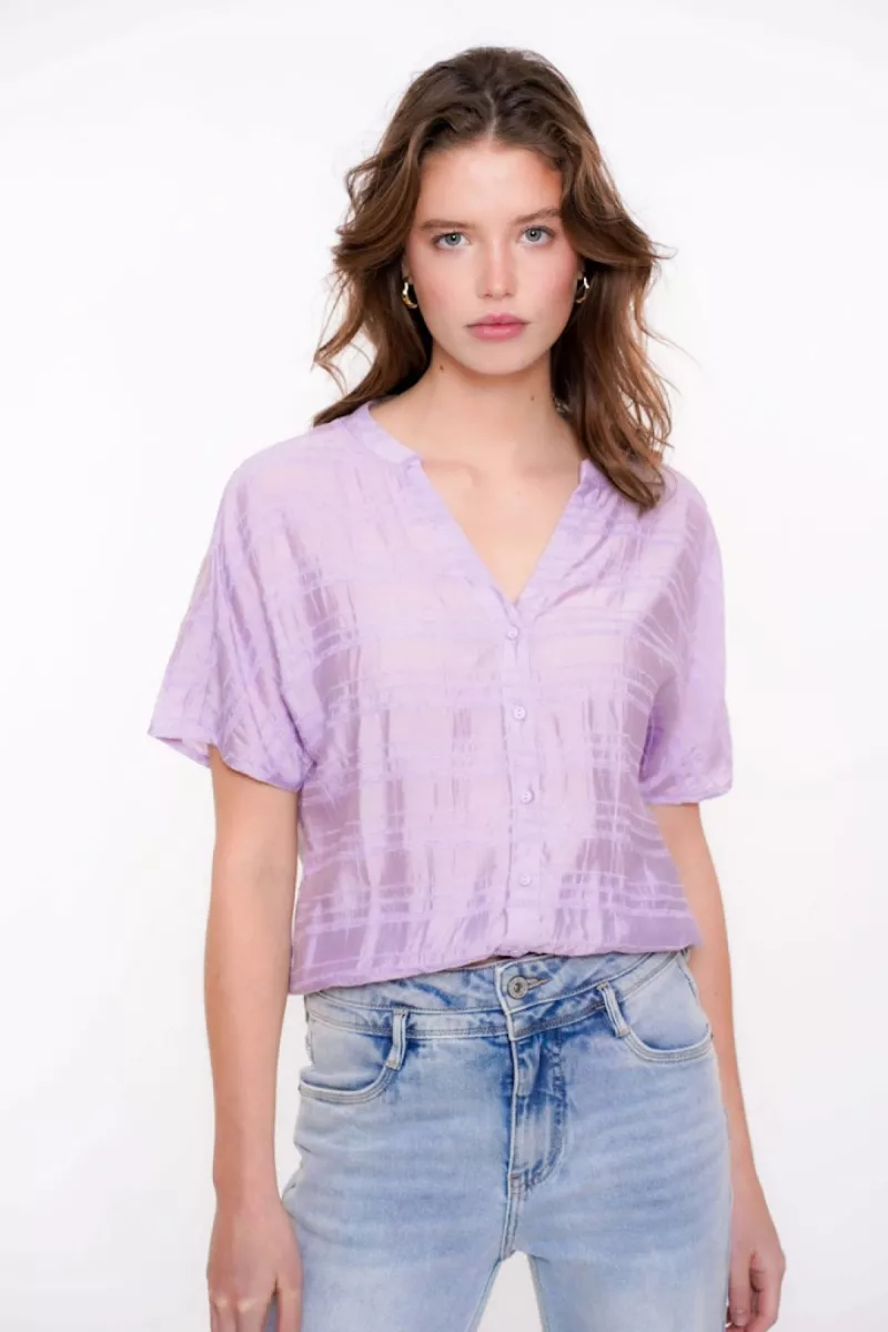 GEISHA-Blouse short sleeves-53064-14-300 Lilac-LILA