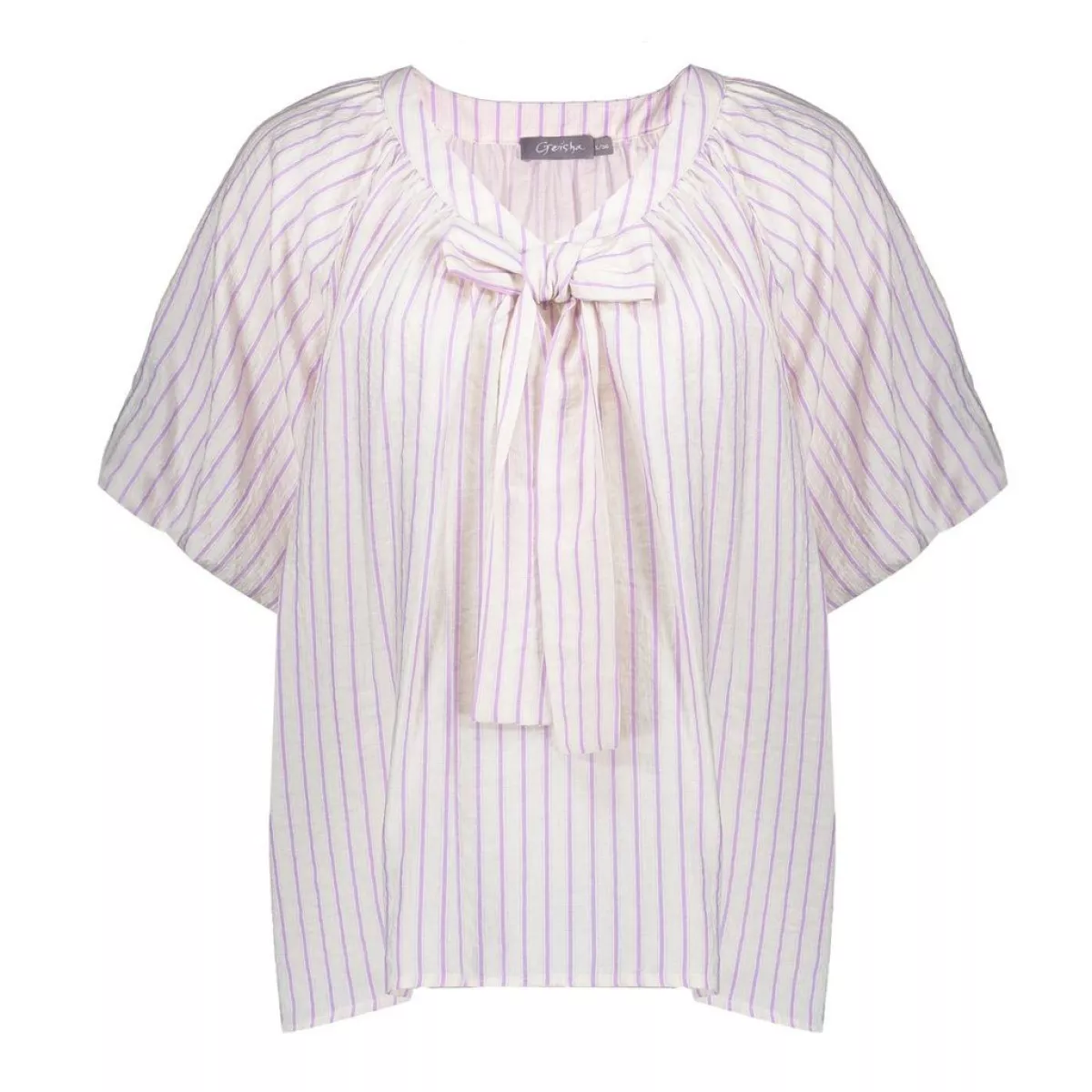 GEISHA-Blouse stripes with bow-53062-14-010 Off white lilac-OFF WHITE