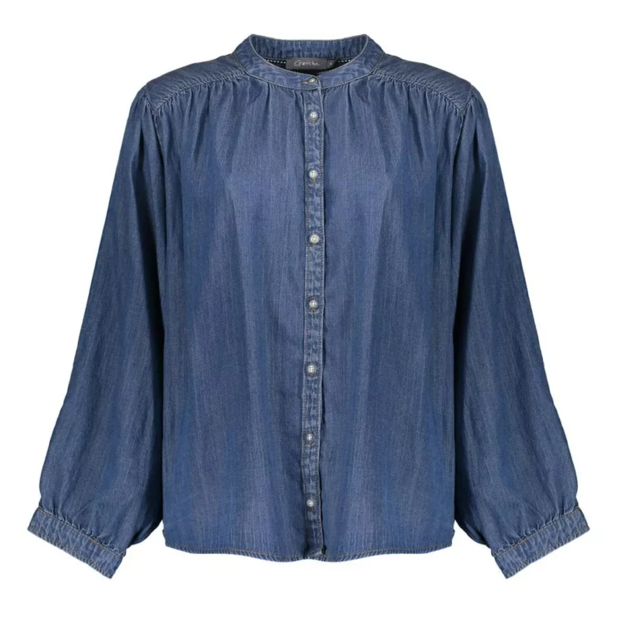 GEISHA-Blouse wide lyocell-53013-10-827 Mid blue denim-DENIM
