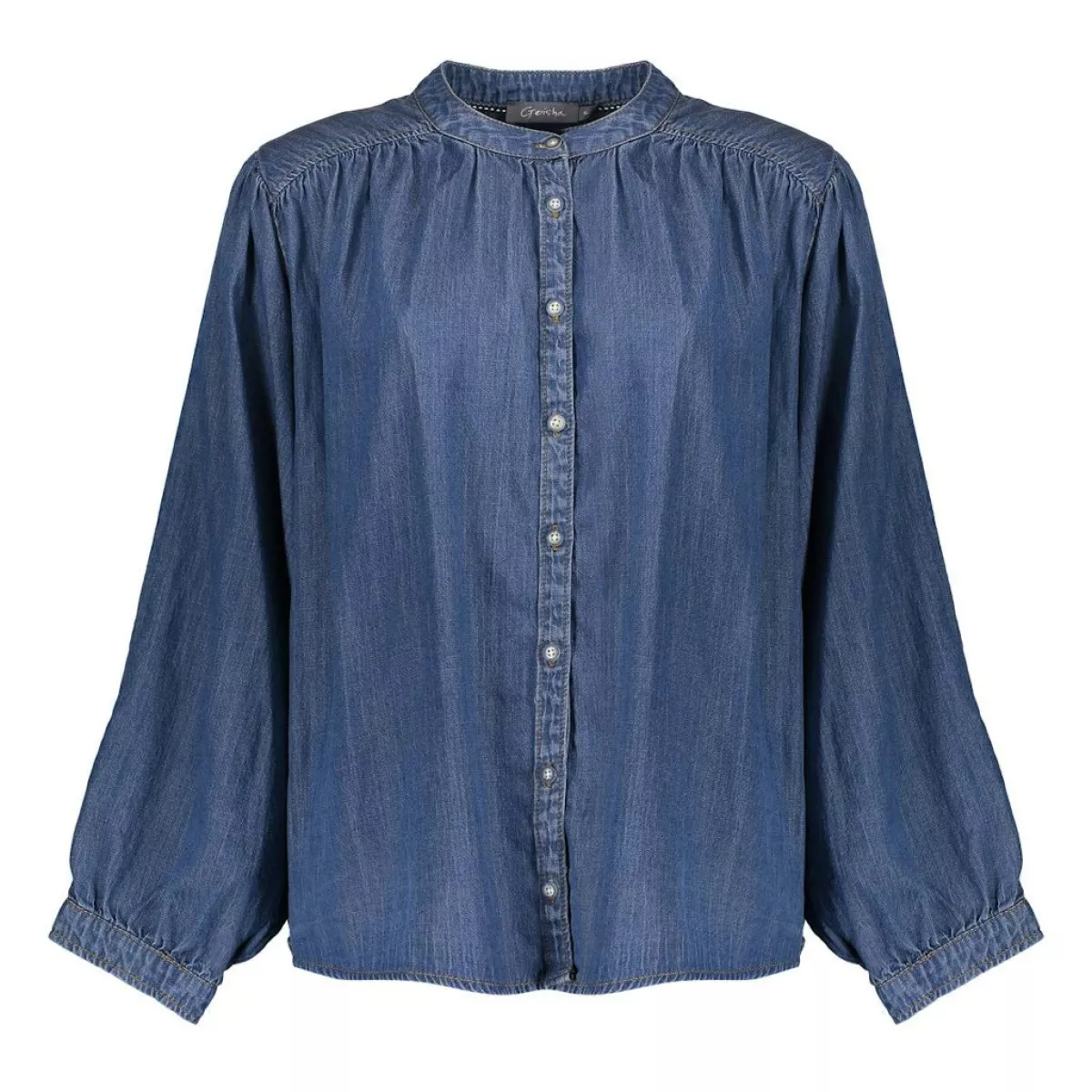 GEISHA-Blouse wide lyocell-53013-10-827 Mid blue denim-DENIM