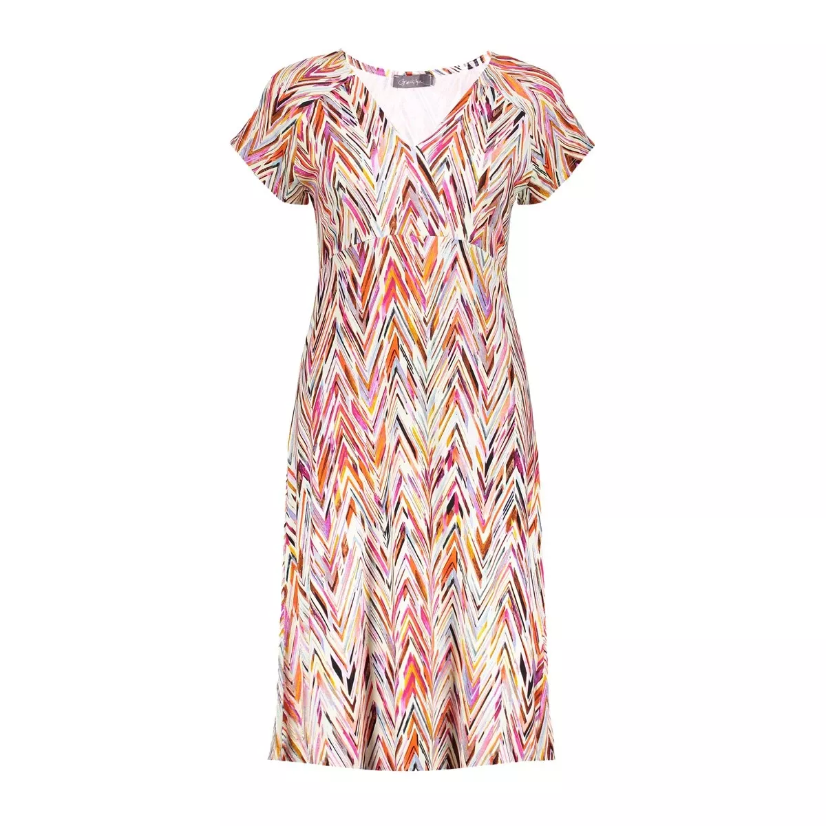GEISHA-Dress v-neck short AOP-57366-60 JUNE-450 PR.03-25-2 r-ROOD