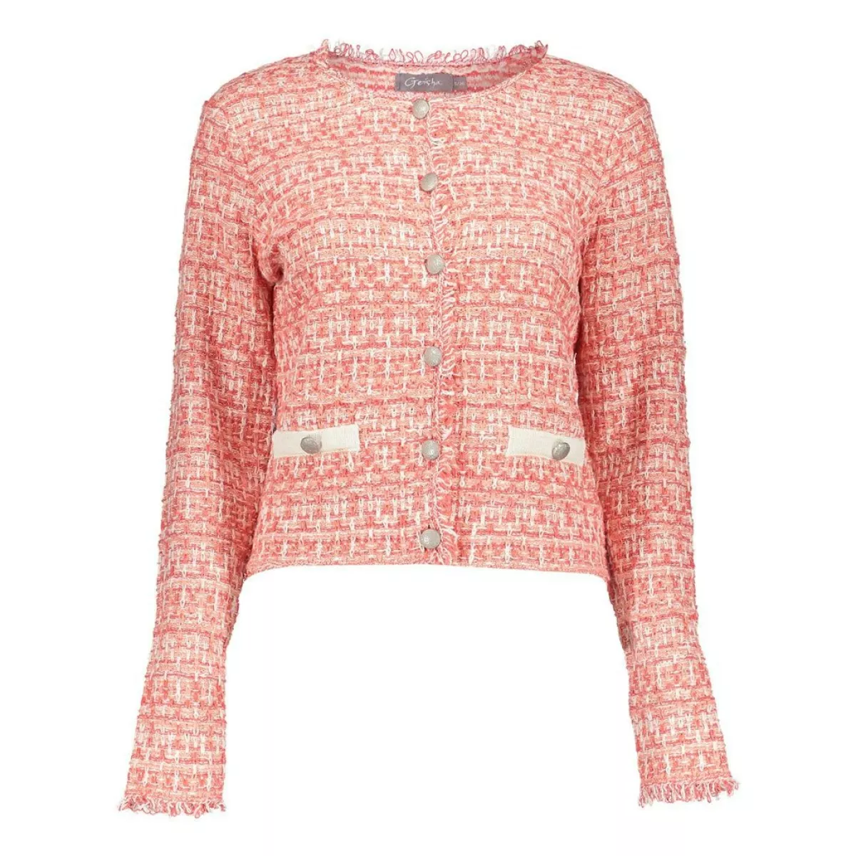 GEISHA-Jacket knit-54010-10-220 Coral off white-KORAAL