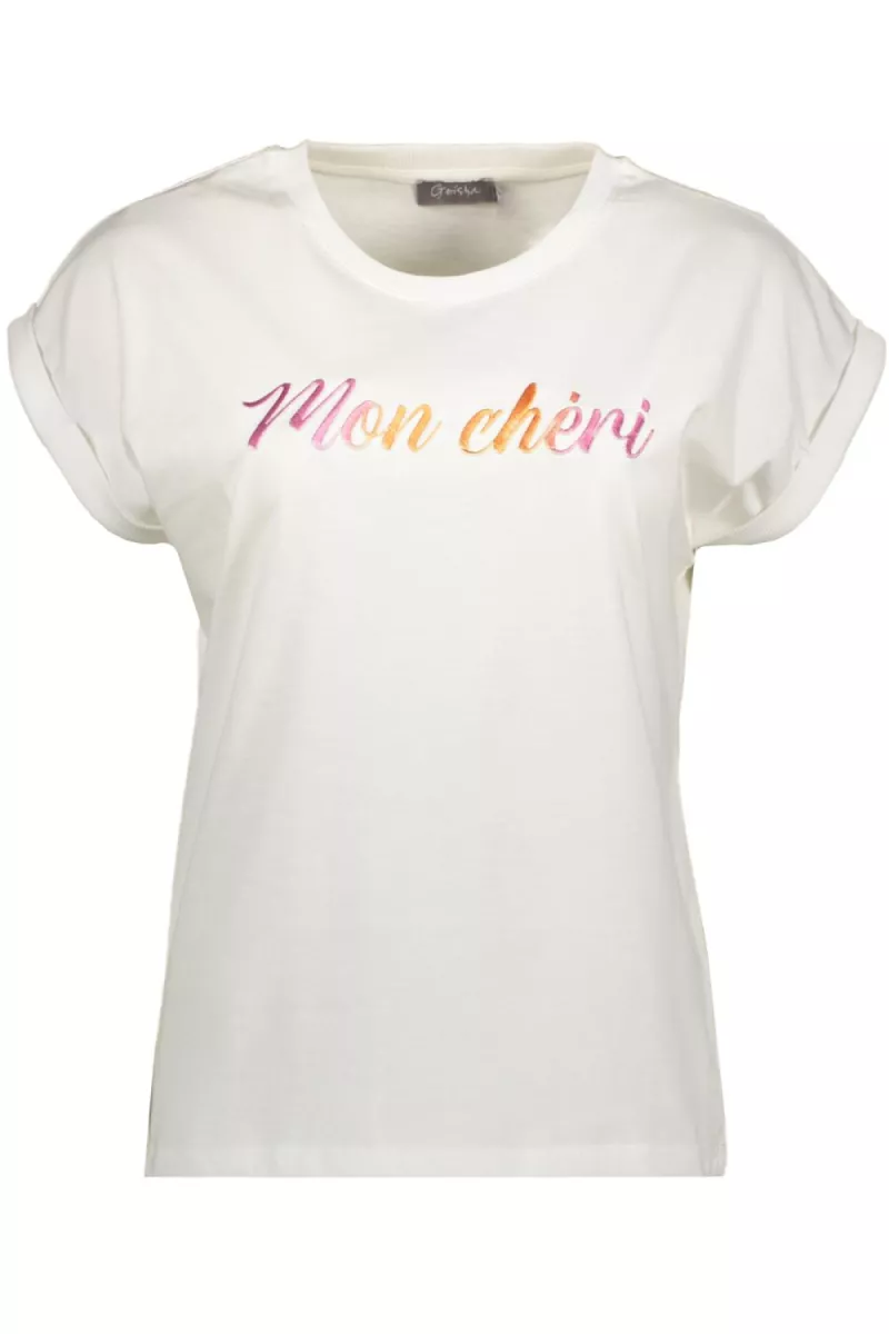 GEISHA-T-shirt mon cheri-52092-41-010 Off white cassis orange-OFF WHITE