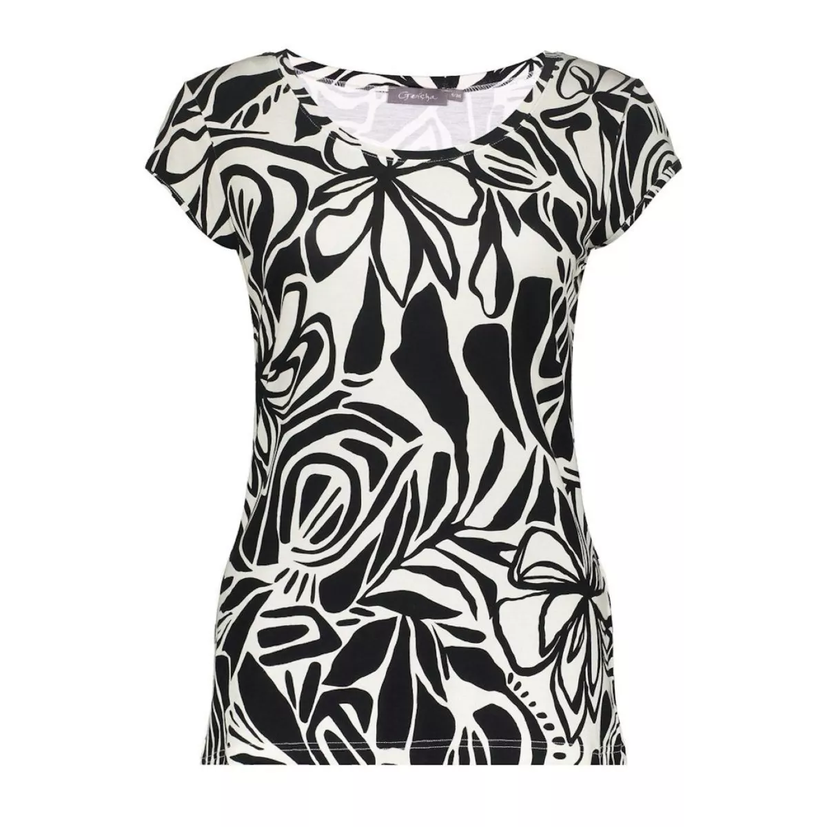 GEISHA-T-shirt round neck jersey AOP-52446-60 KATE-999 PR.07-25-2 b-ZWART