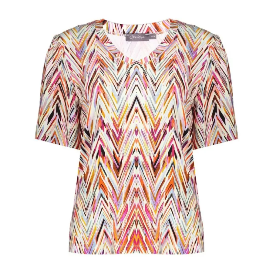GEISHA-T-shirt v-neck jersey AOP-52445-60 JAZZ-450 PR.03-25-2 r-ZAND