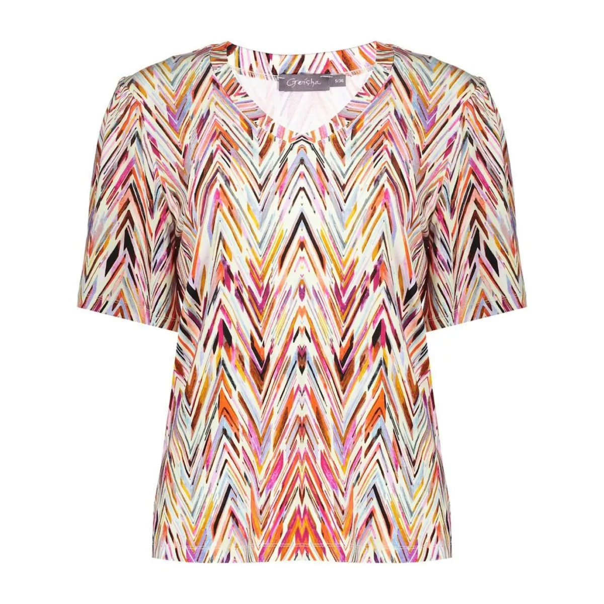 GEISHA-T-shirt v-neck jersey AOP-52445-60 JAZZ-450 PR.03-25-2 r-ZAND
