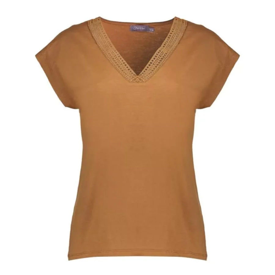 GEISHA-Top slub fancy neck-52412-41-760 tabacco-ROSE COMBINATIES