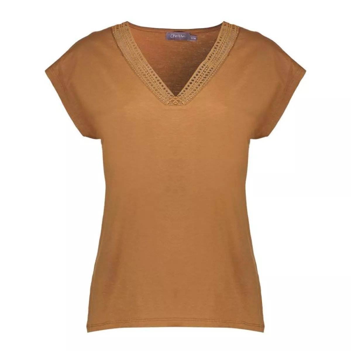 GEISHA-Top slub fancy neck-52412-41-760 tabacco-ROSE COMBINATIES