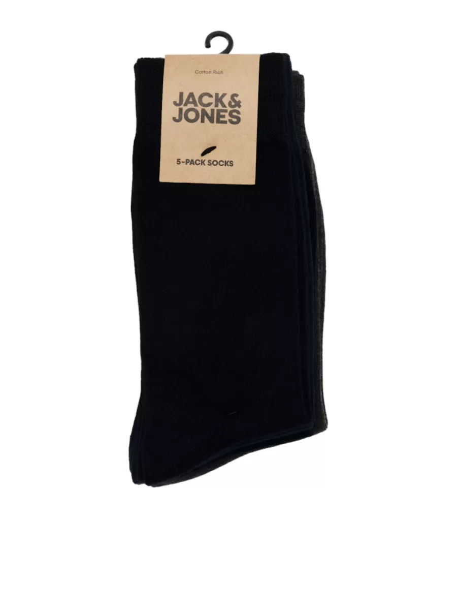 JACK & JONES-JACBASIC BAMBOO SOCK 5 PACK NOOS-12198027-Black Navy blazer dark grey melange-BLACK