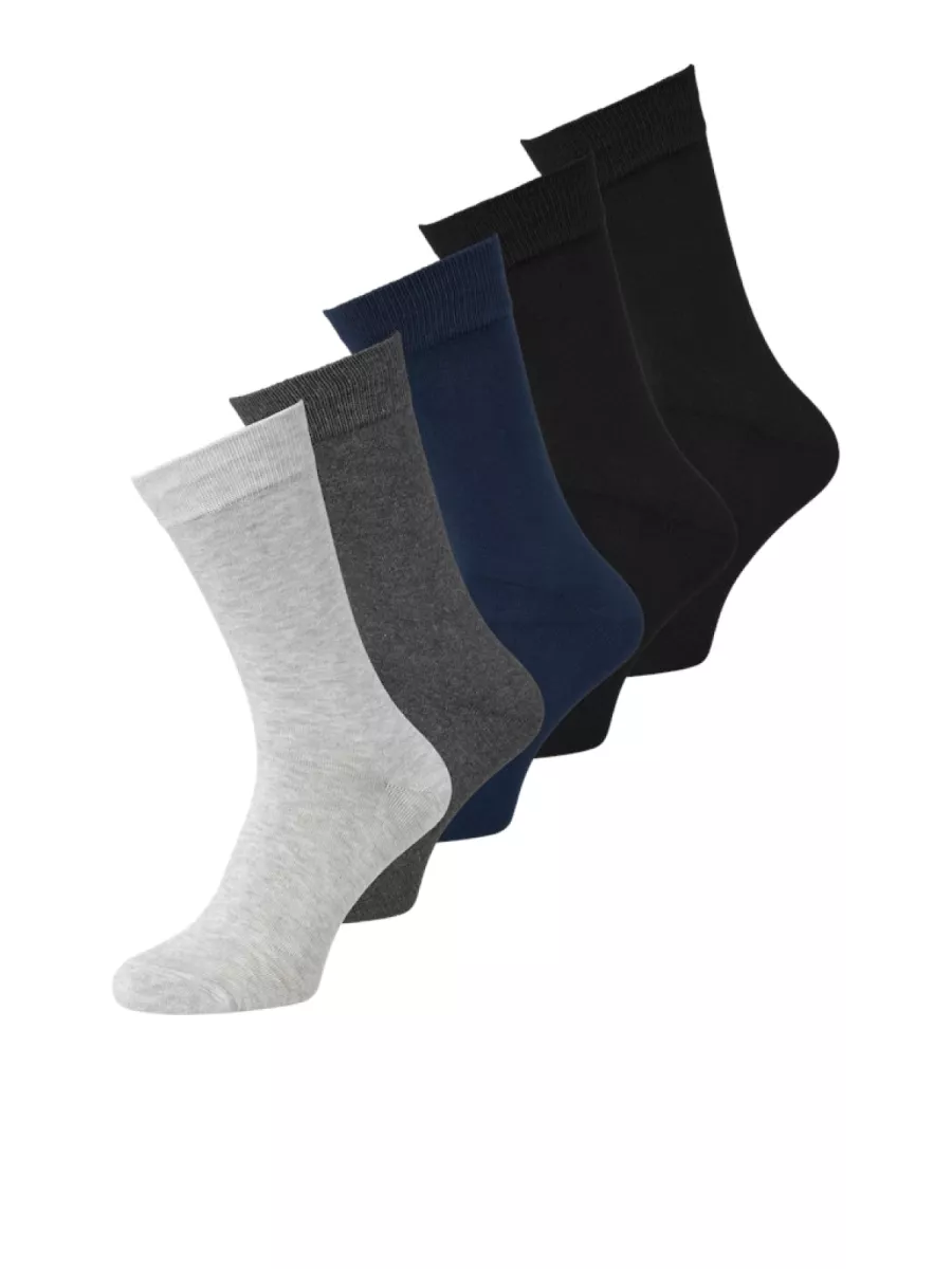 JACK & JONES-JACBASIC BAMBOO SOCK 5 PACK NOOS-12198027-Black Navy blazer dark grey melange-BLACK