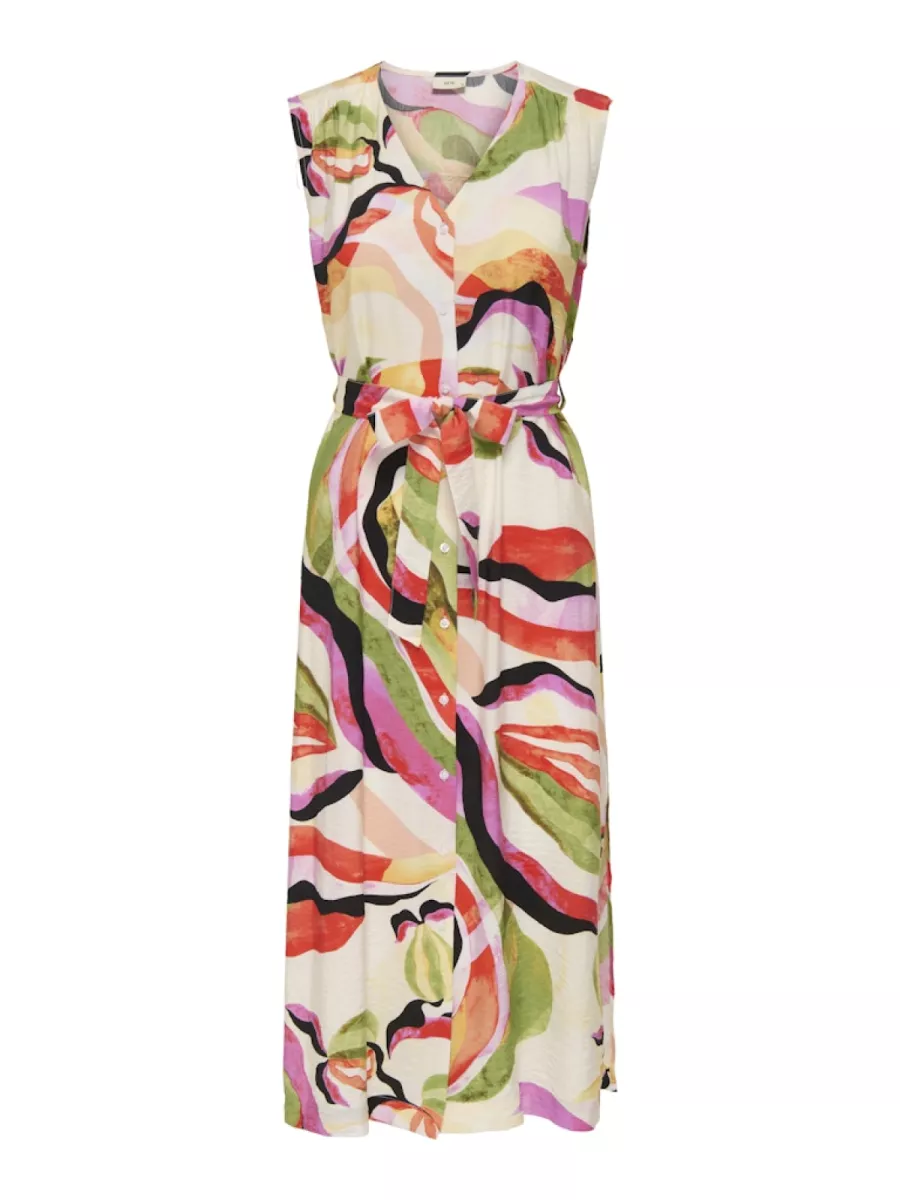 JDY-JDYLUMI S/S MIDI SHIRT DRESS WVN-15351621-Cloud Dancer-CREME