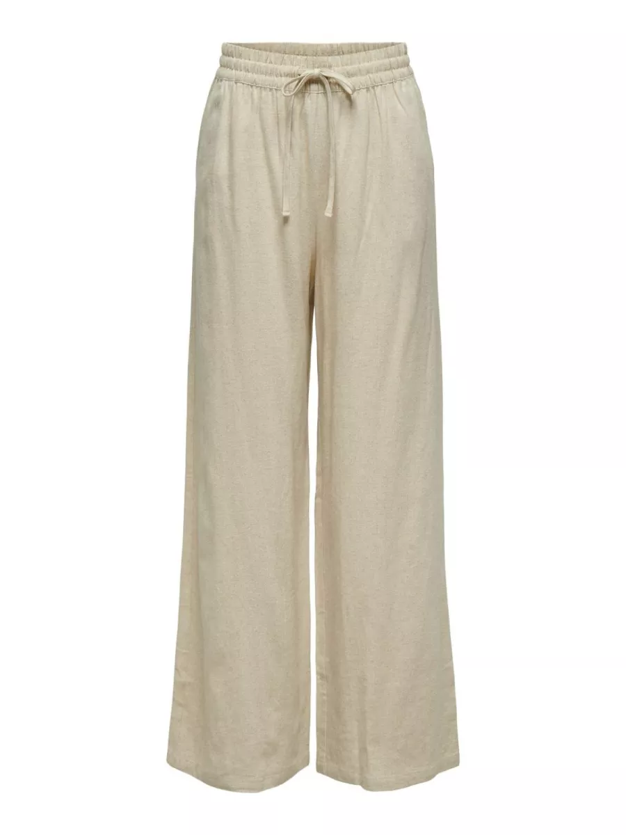JDY-JDYSAY HW LINEN WIDE PANT WVN NOOS-15318361-Oatmeal-GRIJS MELEE